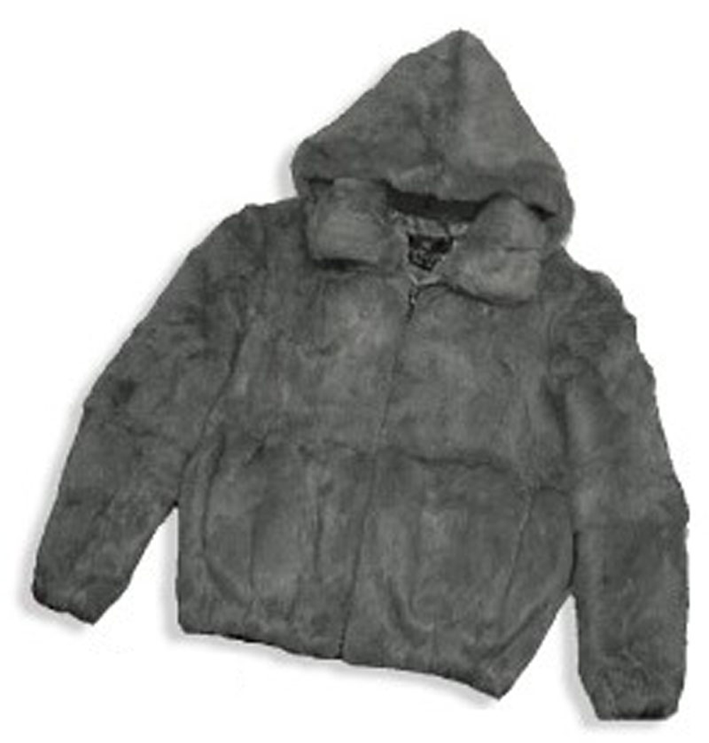Winter Fur Grey Genuine Full Skin Rabbit Jacket With Detachable Hood M05R02GY.